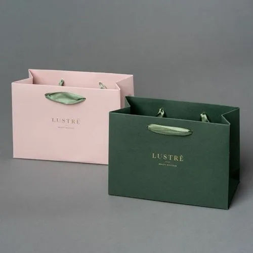 Green & Pink Customized Paper Carry Bag