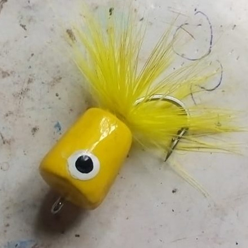 Yellow Cork Popper Skirt Fishing Lures