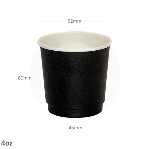 Plain Full Black - 4Oz Double Wall White Paper Cup 500-Ctn