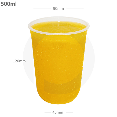 White 500Ml-90Mm Pp Plastic U Shape Cup 500-Ctn