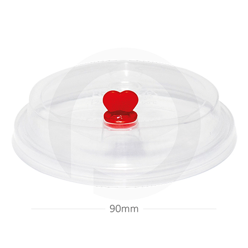 White 90Mm Pp Plastic Clear Lid With Red Heart 500-Ctn