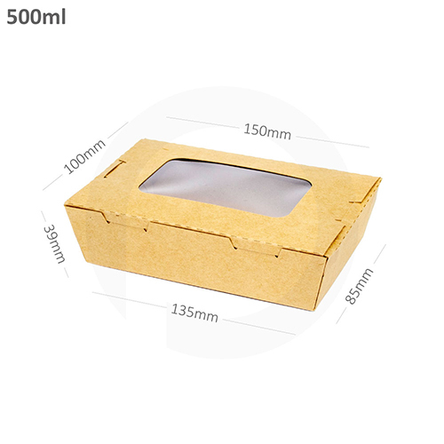 500ml W Kraft Paper Window Lunch Box 200-ctn