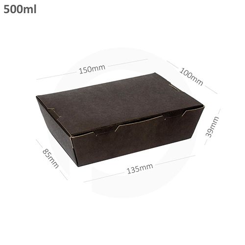 Matte Lamination Black - 500Ml A Kraft Paper Lunch Box 200-Ctn