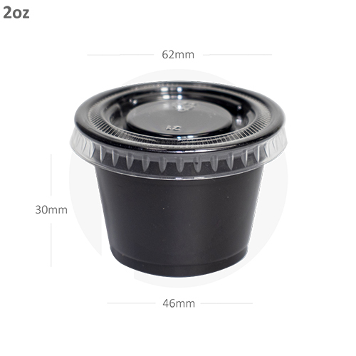 Glossy Lamination 2Oz Pp Plastic Black Sauce Cup With Pet Lid 2000-Ctn