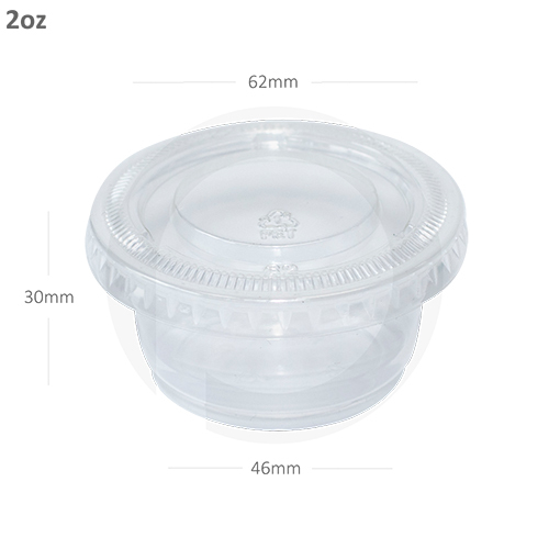 White 2Oz Pp Plastic Clear Sauce Cup With Pet Lid 2000-Ctn
