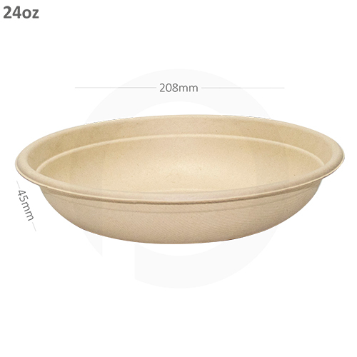 24oz Bagasse Sugarcane Round Food Bowl 300-ctn