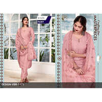 Peach Ladies Silk Salwar Kameez
