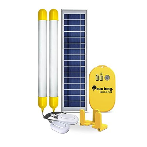 Yellow & Black Solar Home Light System With Modern Solar Lighting And Fast Usb Phone Charging