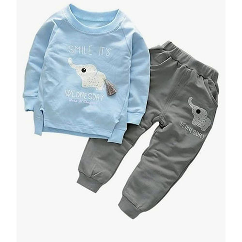 Gray & Blue Kids T Shirt With Trouser