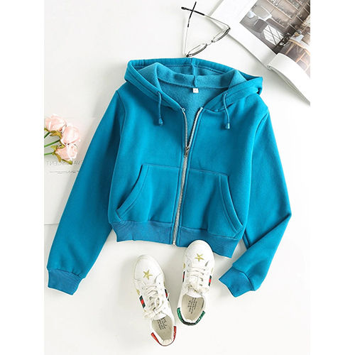 Indian Turquoise Crop Hoodie