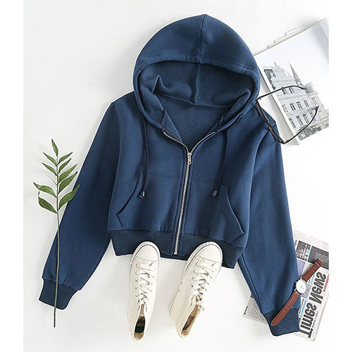 Indian Navy Crop Hoodie