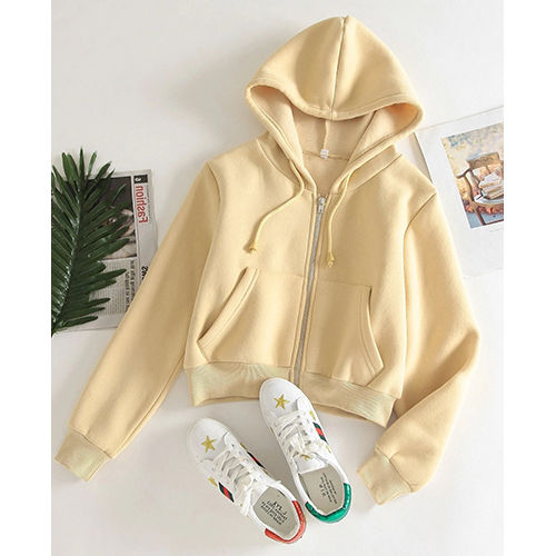 Indian Beige Crop Hoodie