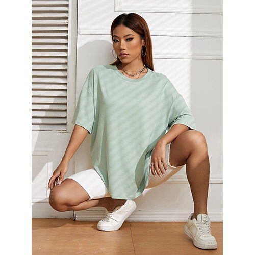 Light Green Plain Oversized T-shirt