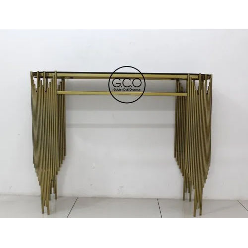 Black Glass Top Console Table