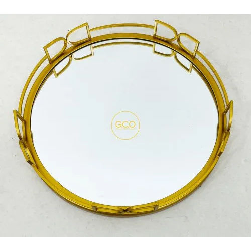 Tray In Iron With Golden Finish - Design: Attractive