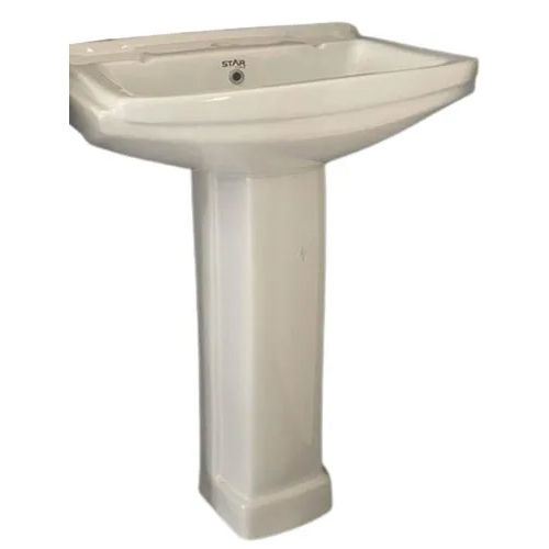 White Bathroom Ceramic Pedestal Wash Basin