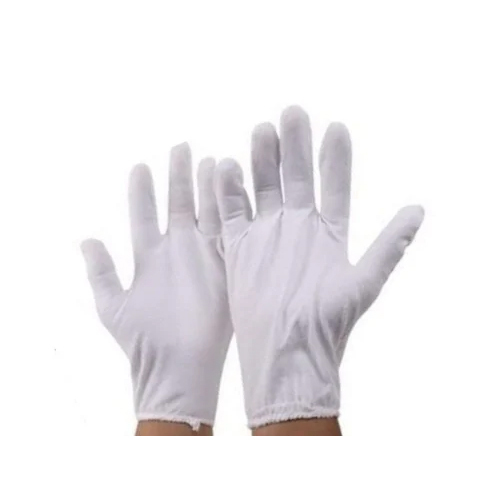 White Double Layer Cotton Hosiery Hand Gloves