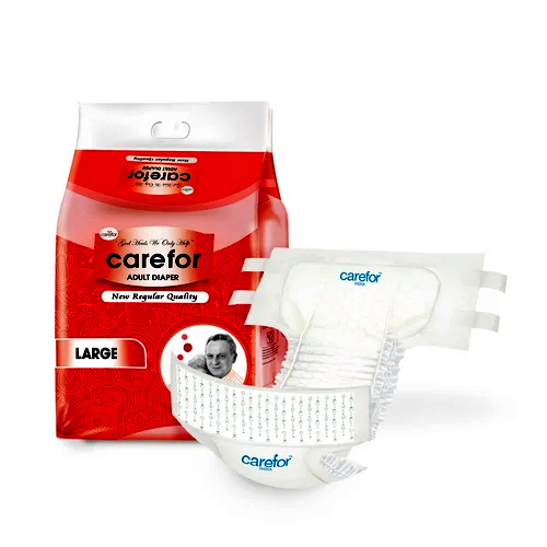 Carefor Disposable Adult Diaper - Non Woven Fabric, Size Large, White Color | Soft Breathable Material, Leak Guard Protection, Super Soft Top Surface
