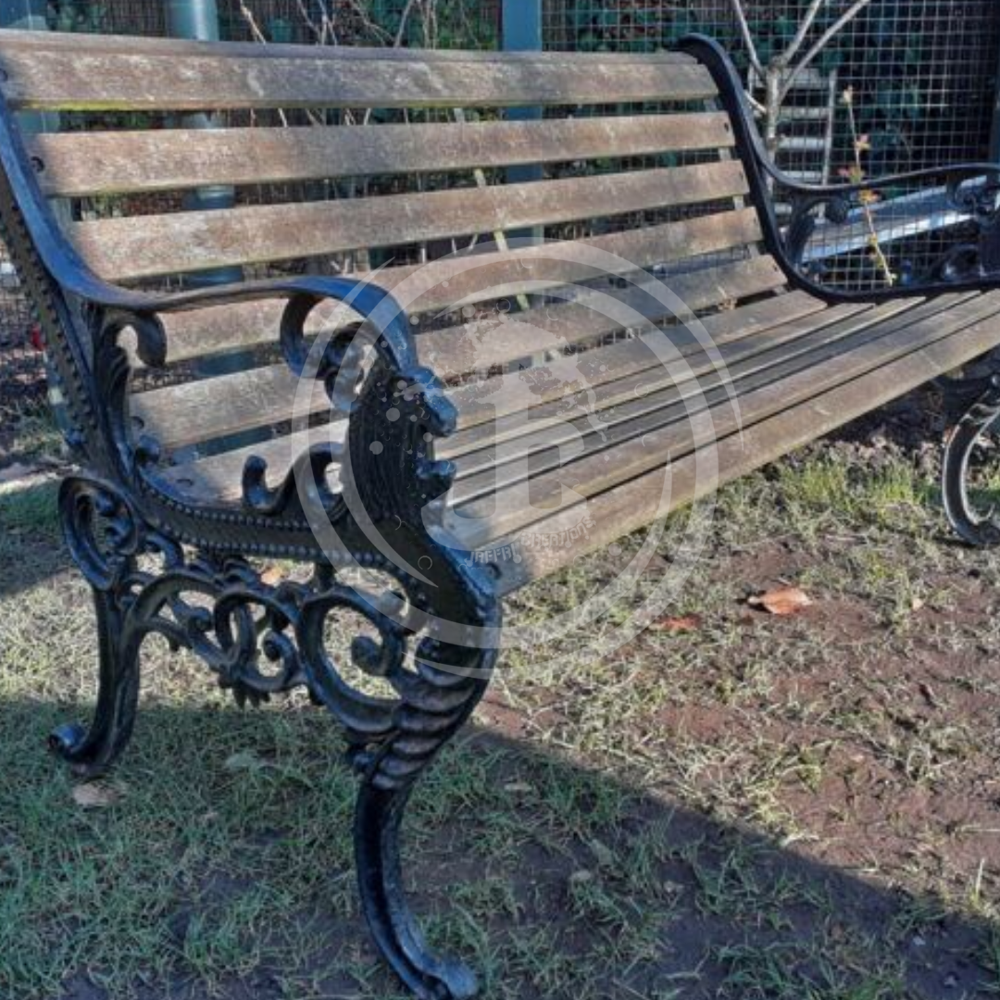 Garden Bench - Wooden and Metal, Traditional Style in Brown Color | Ideal for Outdoor Gardens, Parks, and Public Spaces, 1-Year Warranty