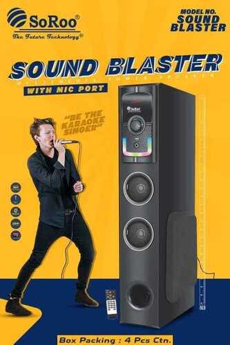 Black Wooden Bluetooth Tower Speakers 200W Sound Blaster with Mic Port Multimedia Tower Speaker Bluetooth Divice