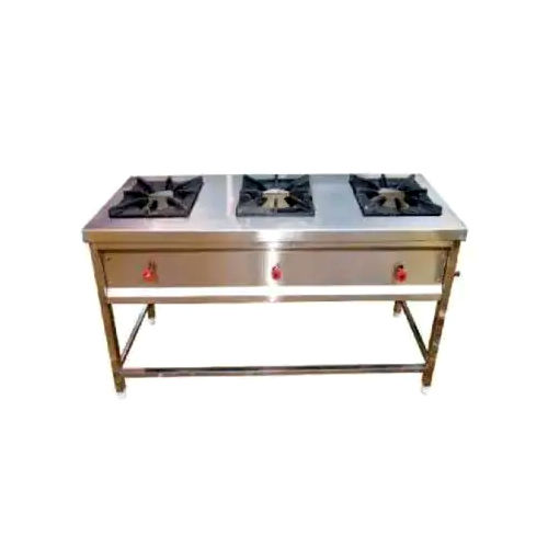 Stainless Steel 3 Three Burner Cooking Range Application: Industrial