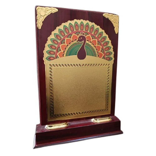 Peacock Print Wooden Trophy