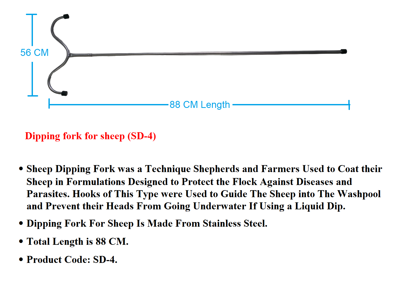 Silver SS Dipping Fork For Sheep Size: 88 CM