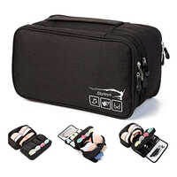 S11011 3 Layer Lingerie Black Travel Organizer Bag - Multi-layered Design, Compact Size For All Lingerie Types, Easy To Carry & Accessible Compartments