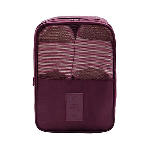 Plain S1095 Maroon Shoe Bag For Travelling