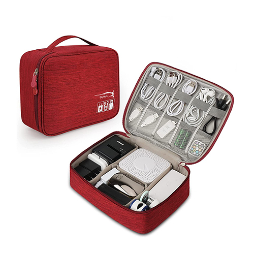 Maroon Portable Gadget Organizer Case