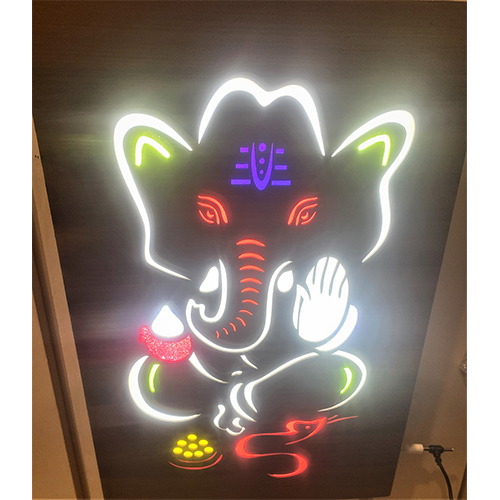 Ganesh JI Wooden NEON led Light for Home Decorative Sign Wall Decor for Living Room