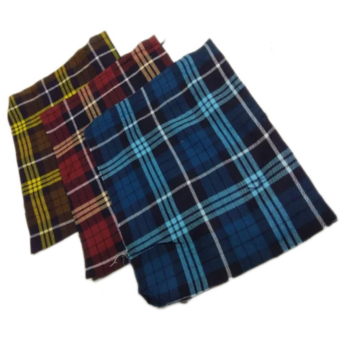 Fancy Yarn Dyed Indigo Checks Fabric