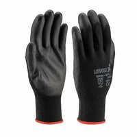 Black Pu Coated Hand Gloves - Pu Material, Industrial Use | Black Color, Enhanced Grip For Optimal Performance In Demanding Environments
