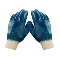 Nitrile Dipped Hand Gloves - Normal Size, Blue Color | Full-finger Design For Industrial Use, Oil And Grease Resistant