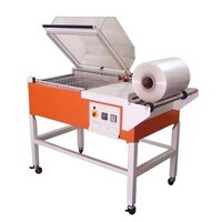 Shrink Tunnel Machine - Stainless Steel, 1200mm X 750mm X 1400mm , Orange And White Color Coating, Semi-automatic, Adjustable Shrink Speed, Manual Control, 50-100 Units/hour