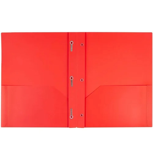Plastic Pocket File Folder - Plastic Material, Various Sizes Available, Red Color | High Quality, Plain Style, Functional Design