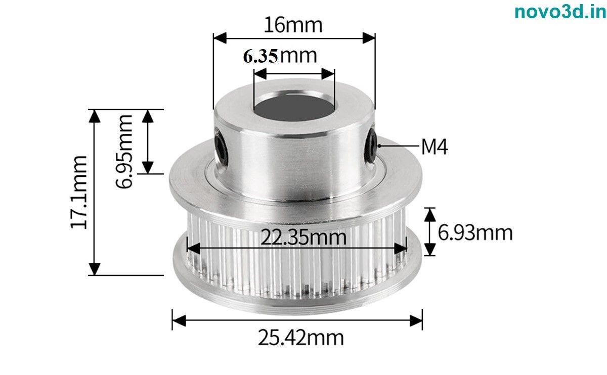 GT2-6mm Belt Width 36 teeth 6.35mm Bore Aluminum Timing Pulley for 3d printer