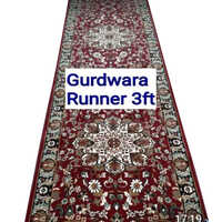 3 Feet Pp Gurdwara Runner Carpet - 8 Mm Thick, Red Printed Design | Washable, Durable Polypropylene For Home And Commercial Use