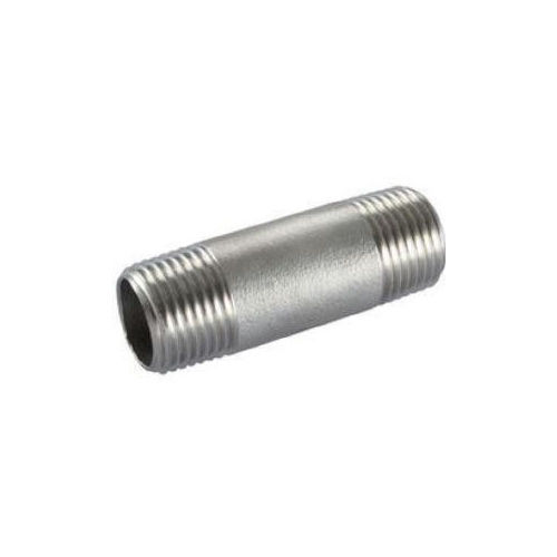 Pipe Nipple - Stainless Steel, Round Shape, Silver Color | High Quality Solid Form for Industrial Applications