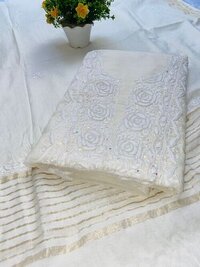 Lucknowi Chikan Chanderi Unstitched Dress Material