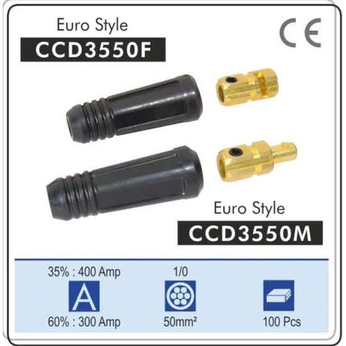 Black & Golden Welding Cable Connector 35-50 Male