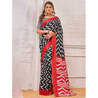 Casual Womens Dola Silk Black Printed Saree With Blouse Piece