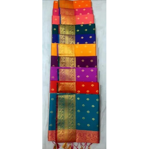 Multicolor Satan Silk Saree