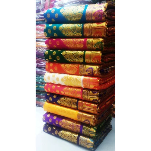 Multicolor Pure Satan Silk Saree