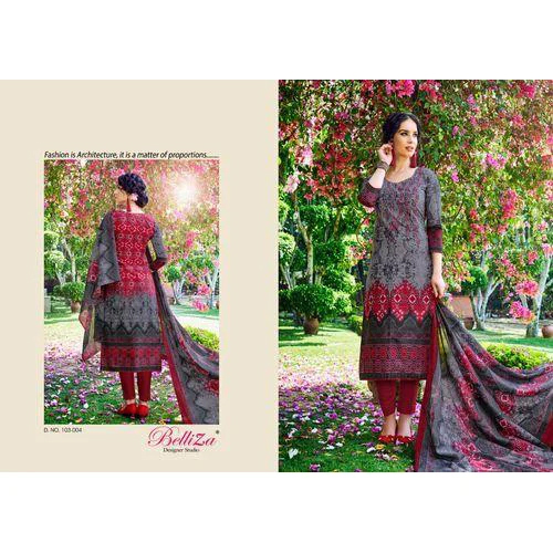 Red Tawakkal Fabric Semi Stitched Suit