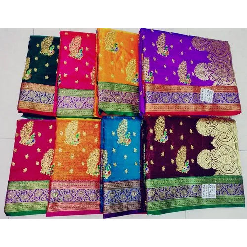 Multicolor Peacock Work Sarees