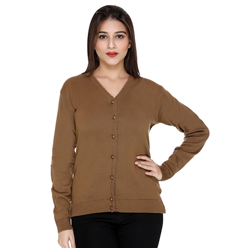 Ladies V-Neck D Choco Cardigan with Button