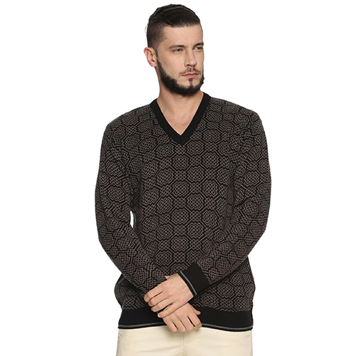 POC-AL-01 Mens V Neck Black Sweater