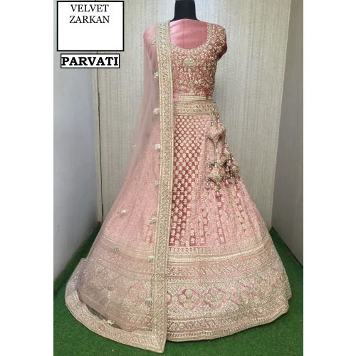 Multcolor Velvet Zarkan Lehenga Choli