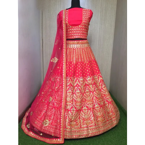 Ladies New Designs Fancy Silk Gotta Patti Work Lehenga Choli